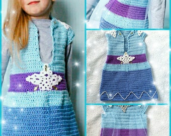 Patrón de vestido nuevo de Elsa a crochet, vestido nuevo de Elsa reina de hielo, nuevo disfraz de Elsa, patrón de vestido de Elsa, patrón de vestido nuevo de Elsa a crochet