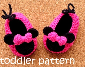 Crochet Pattern Miss Bow Mouse Crochet Toddler Pattern,  Minnie Crochet Shoe Toddler Slippers Pattern ,  Instant Download