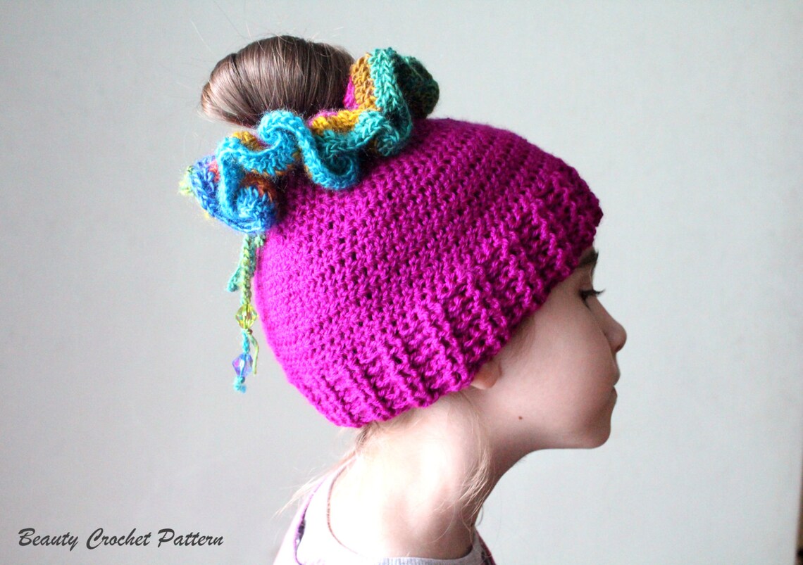 Messy Bun Crochet Hat Pattern Crochet Ponytail Hat Pattern - Etsy