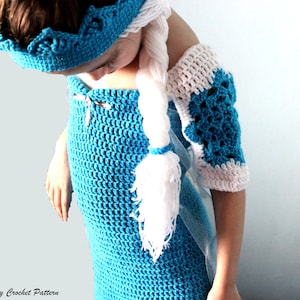 Crochet Patterns Ice Queen Dress and Crown, Snow Queen Elsa Costume Pattern, Snow Queen Dress and Crown