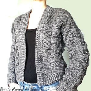 Crochet Cable Cardigan Pattern, Cardigan Open, Cardigan Sweater Crochet ...