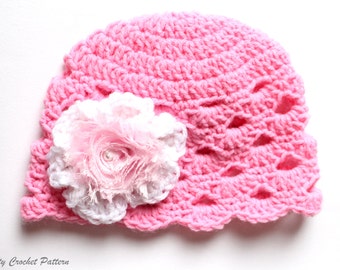 Baby Girl Hat With Flower, Baby Girl Hat Crochet Pattern, Toddler Hat Pattern, Toddler Girl Hat Pattern, Crochet Hat Pattern For Kids