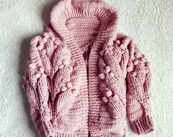 Cárdigan con capucha de crochet, Patrón suéter con capucha de crochet, Patrón Cárdigan niña, Patrón suéter niña, Patrón Cárdigan niños, Suéter niños