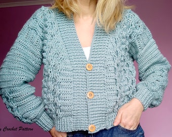 Cardigan Crochet Pattern, Cardigan Cropped, Cardigan Women, Women Cardigan Pattern, Cropped Cardigan, Cropped Sweater Pattern, Crochet PDF