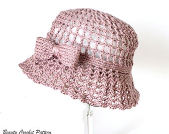 Crochet Summer Hat Patterns, Crochet Sun Hat Pattern, Summer Cloche Hat, Brim Hat, Crochet Hat Women, Crochet Hat Pattern, Summer Hat