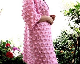 Patrón de cárdigan de ganchillo, cárdigan de kimono bobble, patrón de cárdigan de mujer, patrón de cárdigan de abrigo de ganchillo, patrón de crochet ropa de mujer