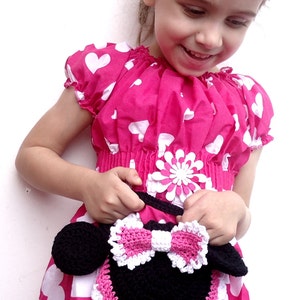 Crochet Pattern Purse Miss Bow Mouse, modèle de sac au crochet pour fille, modèle d'accessoire Minnie