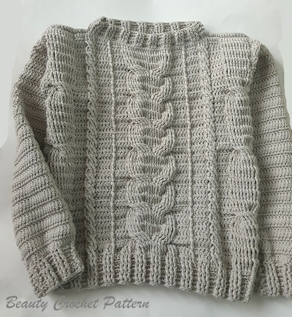 Crochet cable sweater pattern sales