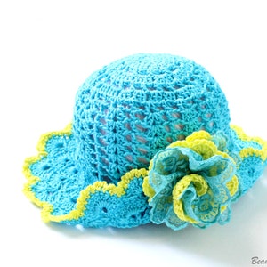 Crochet Summer Hat Pattern Toddler Child Crochet Sun Brim Hat Pattern, Girls Summer Hat With Flower