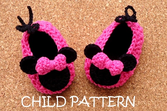 minnie mouse crochet shoes pattern