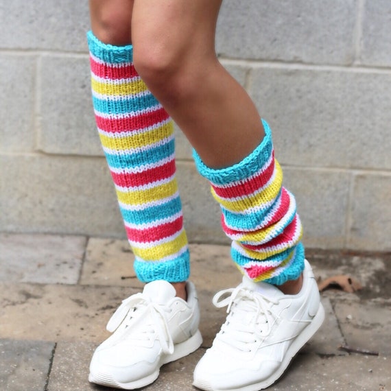Long Leg Warmers Women s Knit Long Striped Leg Warmers for Teenage Girls Women Colorful Bright Striped Leg Warmer Bright Leg Warmers Etsy Canada