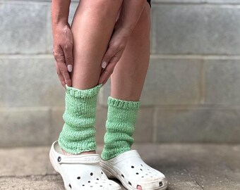 Silky Soft Bamboo Knit Leg Warmers in Light Green