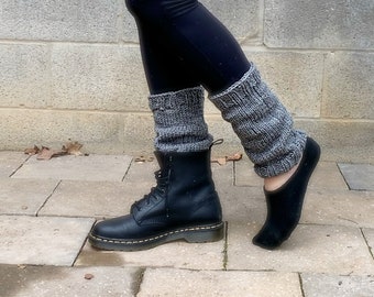 Knit Ankle Warmers: Gray Acrylic Leg Warmers