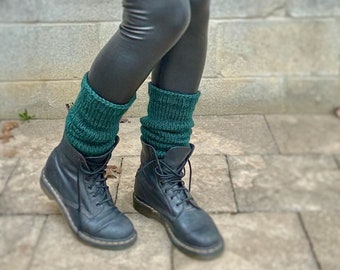 Leg warmers wool / Green color all natural wool AnkleKnits