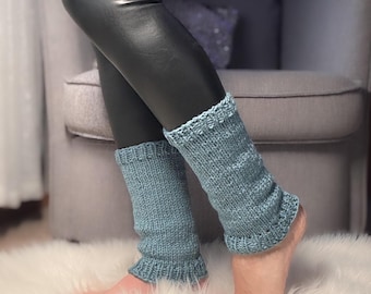 Knit Leg Warmers mid calf |  chunky knit     Reflective Legwarmers | Soft Neutral Dancewear | Soft Slouchy Style ankle knits