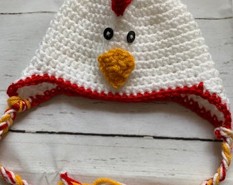 Chicken hat for kids | crochet dress up hat | toddler size chicken hat | Halloween costume photo prop hat for kids