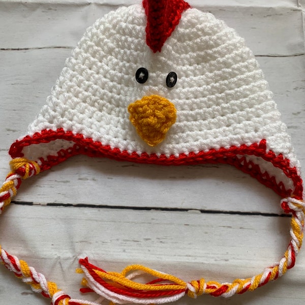 Chicken hat for kids | crochet dress up hat | toddler size chicken hat | Halloween costume photo prop hat for kids