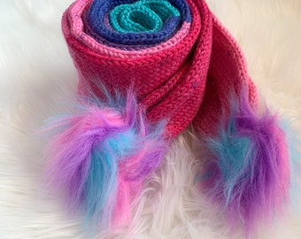 Long knitted scarf, colorful scarf for teenagers, gift for juniors or hippies