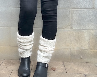 Hand Knit Alpaca Boot Cuffs | Cozy Scrunchy Leg Warmers | Winter Accessories