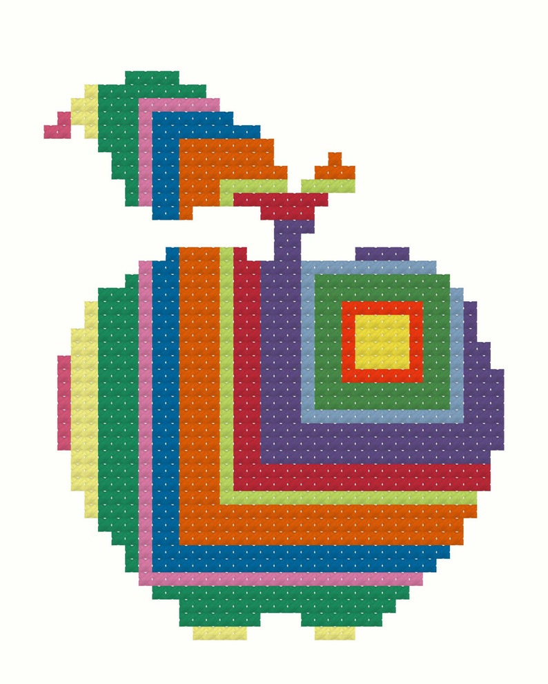 Geometric Apple Cross Stitch Pattern Etsy