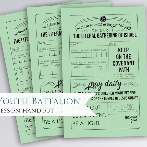 Enlist in the Lords Youth Battalion talk Handout | reminder | Printable | digital download | Youth | President Nelson | Gathering of Israel