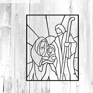 Stained Glass Nativity SVG: Christmas Holy Family (Digital File)