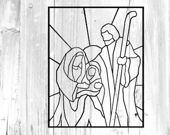 Stained Glass Nativity SVG: Christmas Holy Family (Digital File)