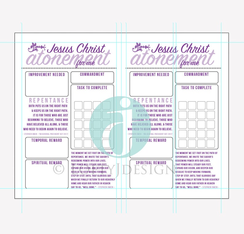 Jesus Christ Atonement Worksheet - Repentance Guide (PDF) - Etsy