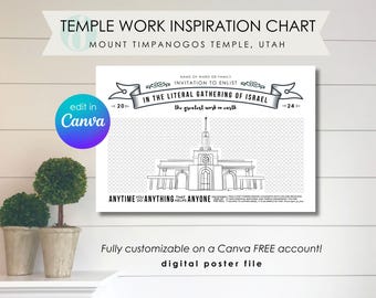 Mount Timpanogos Temple Work Chart: Family History Inspiration (Digital File)
