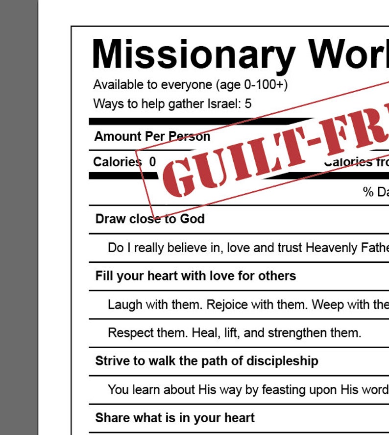 Guilt-free Missionary Work Talk Handout Printable Digital Download ...