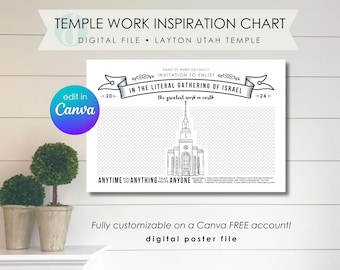 Layton Utah Temple Work Chart: Family History Goal (Digital File)