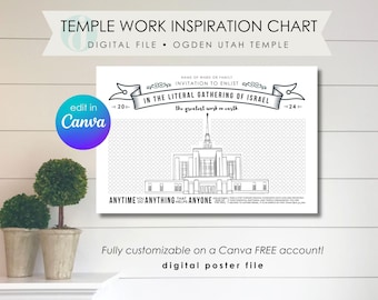 Ogden Utah Temple Work Chart: Family History Inspiration (Digital File)