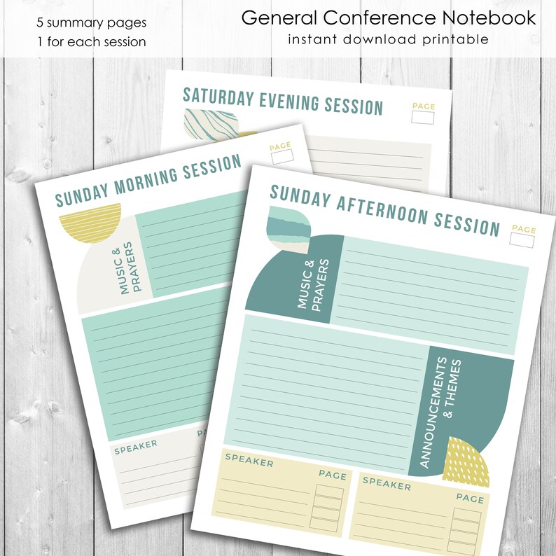 General Conference Notebook Journal Workbook Notes Printable Etsy