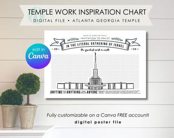 ATLANTA Georgia Temple Work Chart: Family History Goal (Digital PDF)