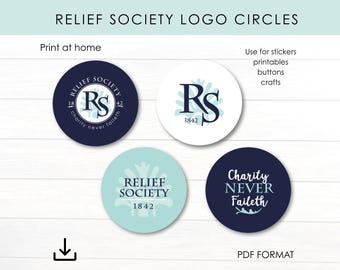 Relief Society 1.5" Circles for Stickers pin buttons magnets bottle caps crafts