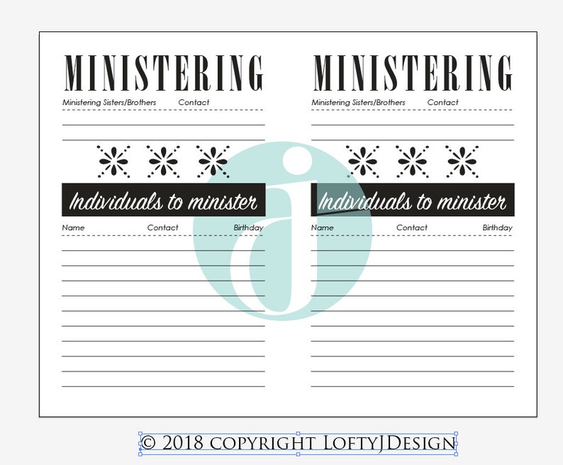 Ministering as the Savior Does Assignment Sheet Reminder Printable Digital Download Relief ...