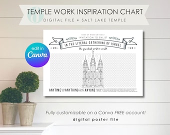 Salt Lake Temple Work Chart: Family History Goal (Digital PDF)