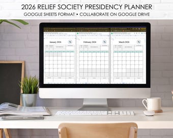 Relief Society Presidency Planner: 2026 Google Sheets (Digital Download)
