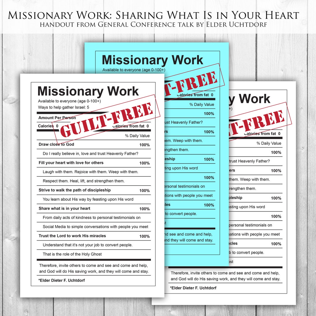 Guilt-free Missionary Work Talk Handout | Printable | Digital Download ...