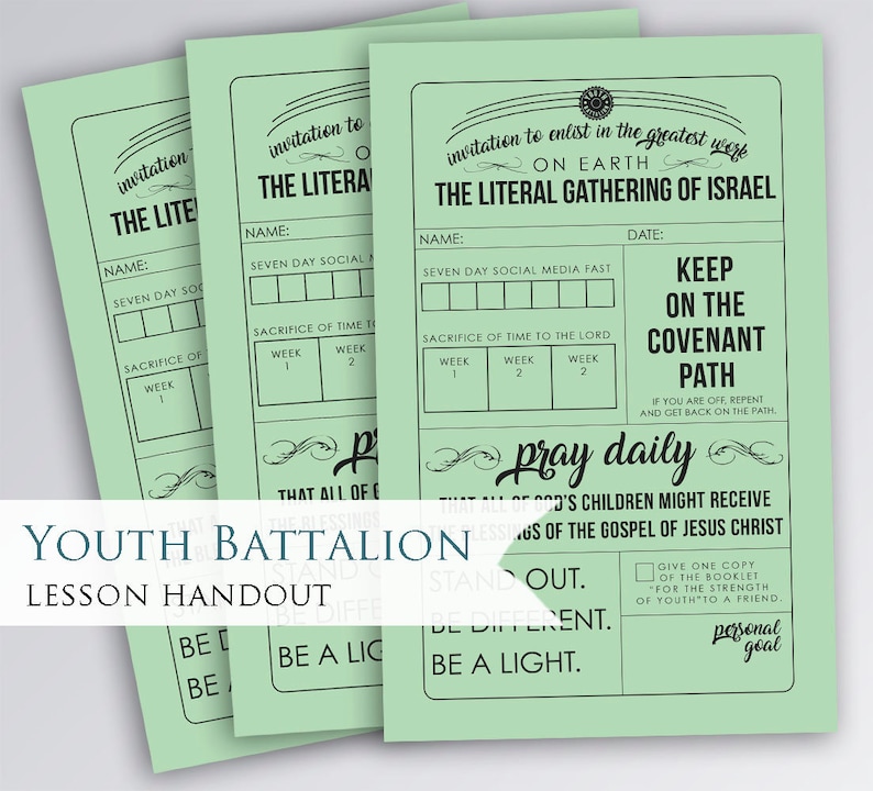 Enlist in the Lords Youth Battalion Talk Handout Reminder Printable ...