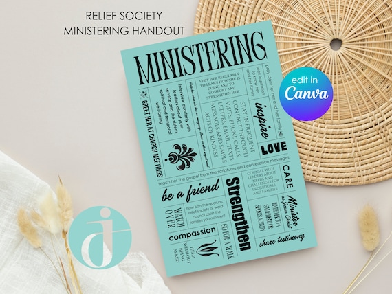 Ministering Handout: Relief Society Printable Card (Canva Template)