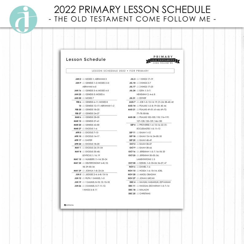 Primary Lesson Schedule 2022 Come Follow Me for Primary the Etsy