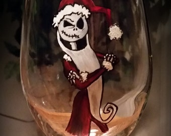 Nighmare Before Christmas Wine Glass