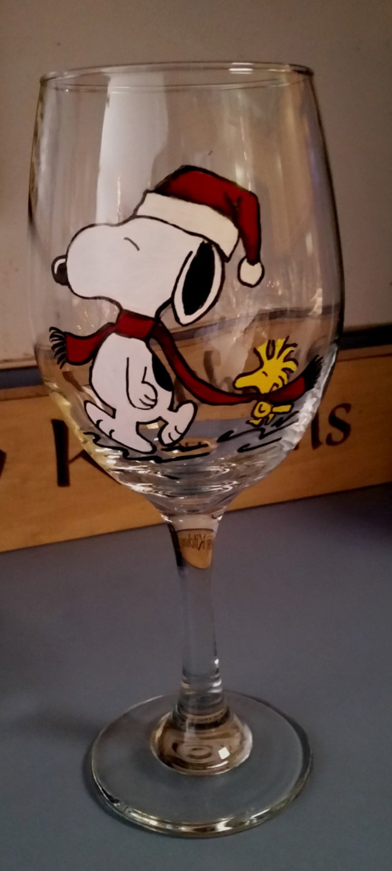 Snoopy Wine Glass Etsy