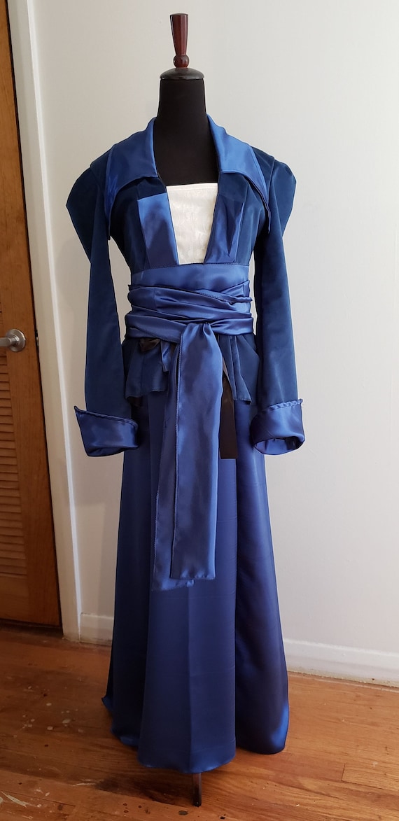 rose titanic blue dress Titanic Rose Blue Velvet Gown Outfit Cosplay Costume