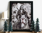 artprint Uthred  Last kingdom  Saxon Stories   Ragnar son horse  magical gift for family friends  or  Viking