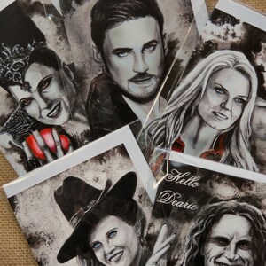 carta C'era una volta / emma / regina / zelina / gancio / rumplestiltskin natale OUAT regalo per la famiglia / amici / regina / capitano cigno