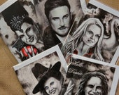 2 x ouat card Once upon a time / emma / regina / zelina /  hook / rumplestiltskin christmas OUAT gift for family / friends /  queen