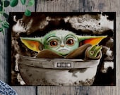 the child artprint gift ,  The child stocking stuffer , Artprint baby yoda