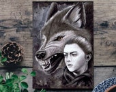 Card girl and wolves / wolf lady / magical gift